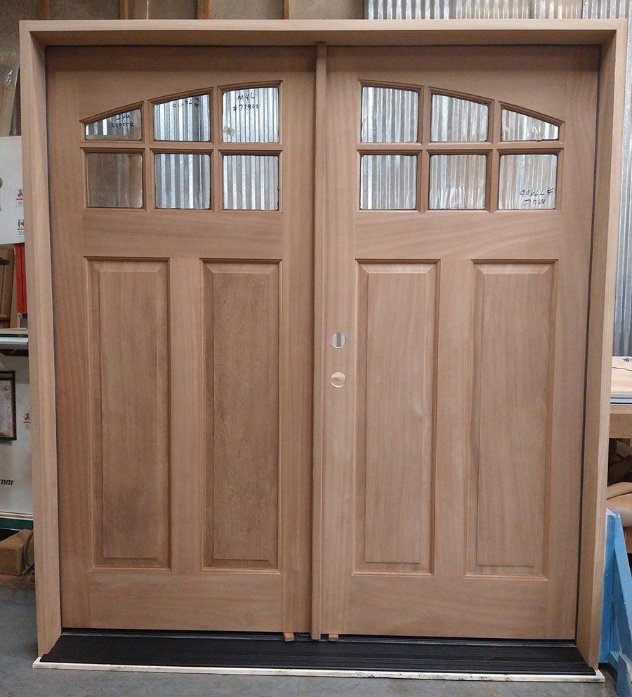 Craftsman style mahogany double entry doors