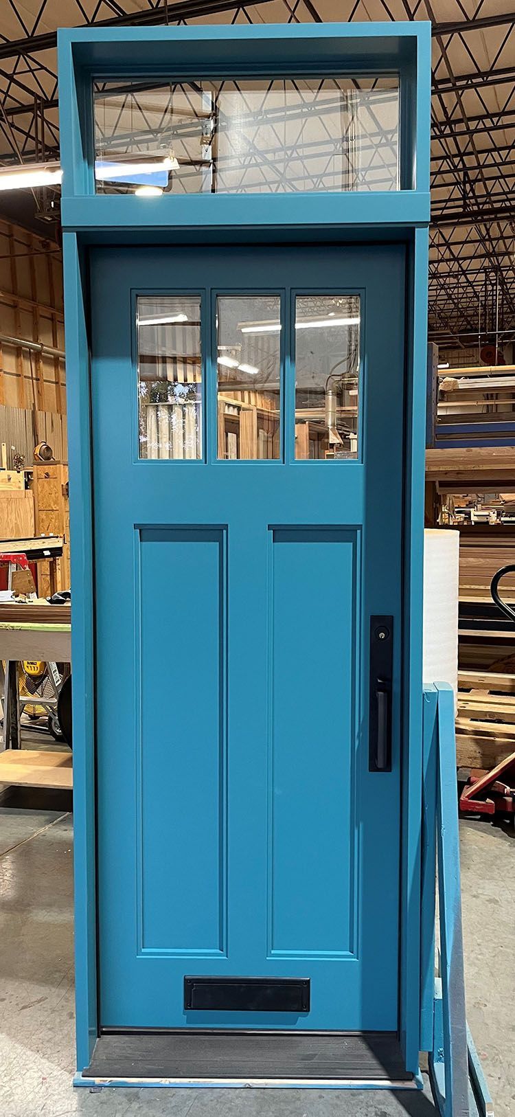 Davis #28413
Mahogany door 
painted in Farrow & Ball VARDO No.288