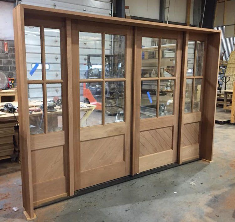 Doule entry french doors with side windows built as a pre-hung unit