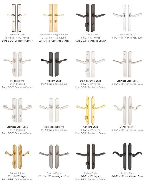 There are many different types of door handles on this page.