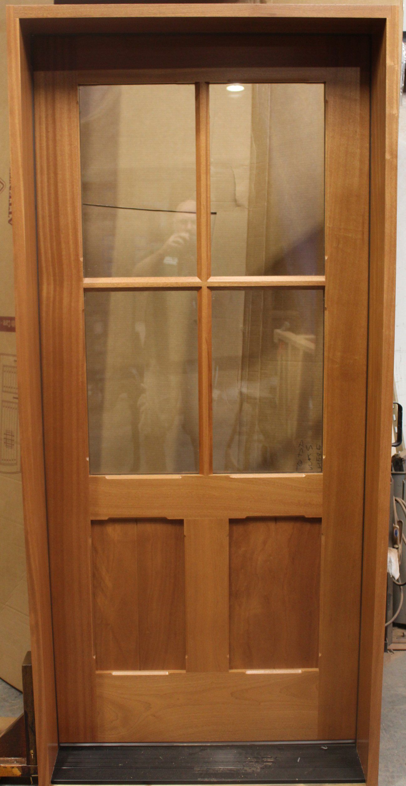 Unique 4 lite wood door - solid mahogany