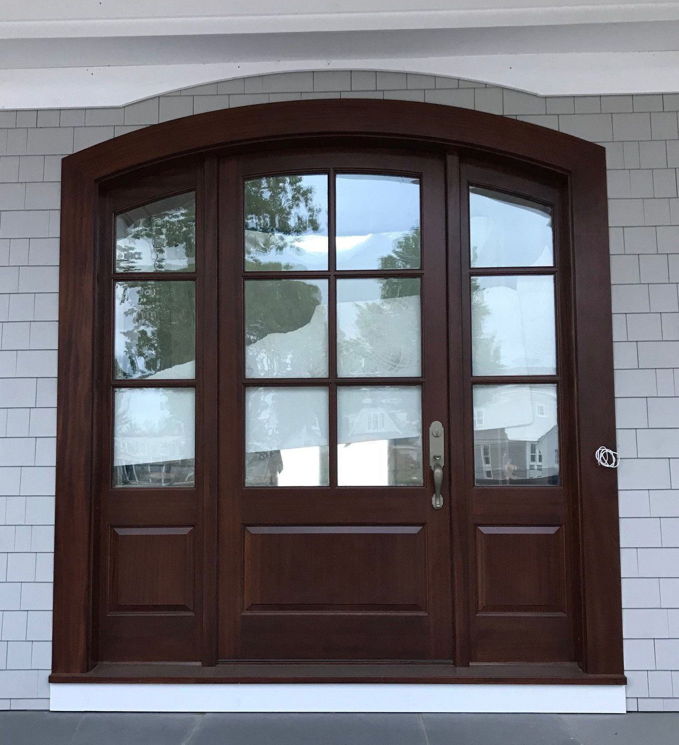 6 light arched mahogany front entry door with 14
