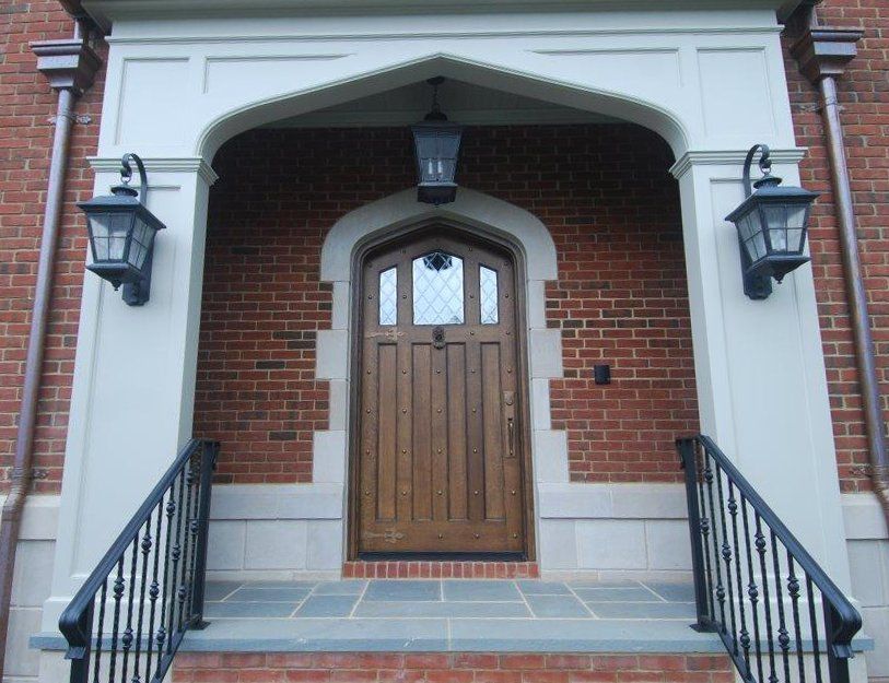 Quarter sawn white oak exterior door with custom stain and glaze
