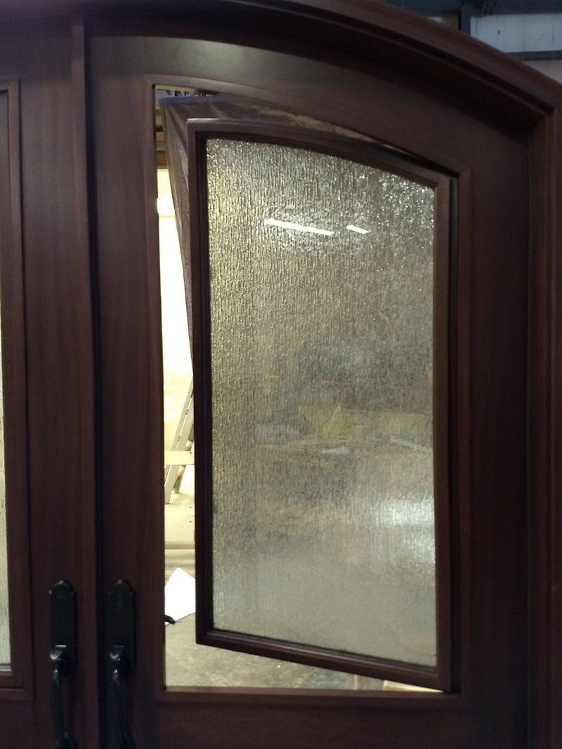 Mahogany double door with operating sashes