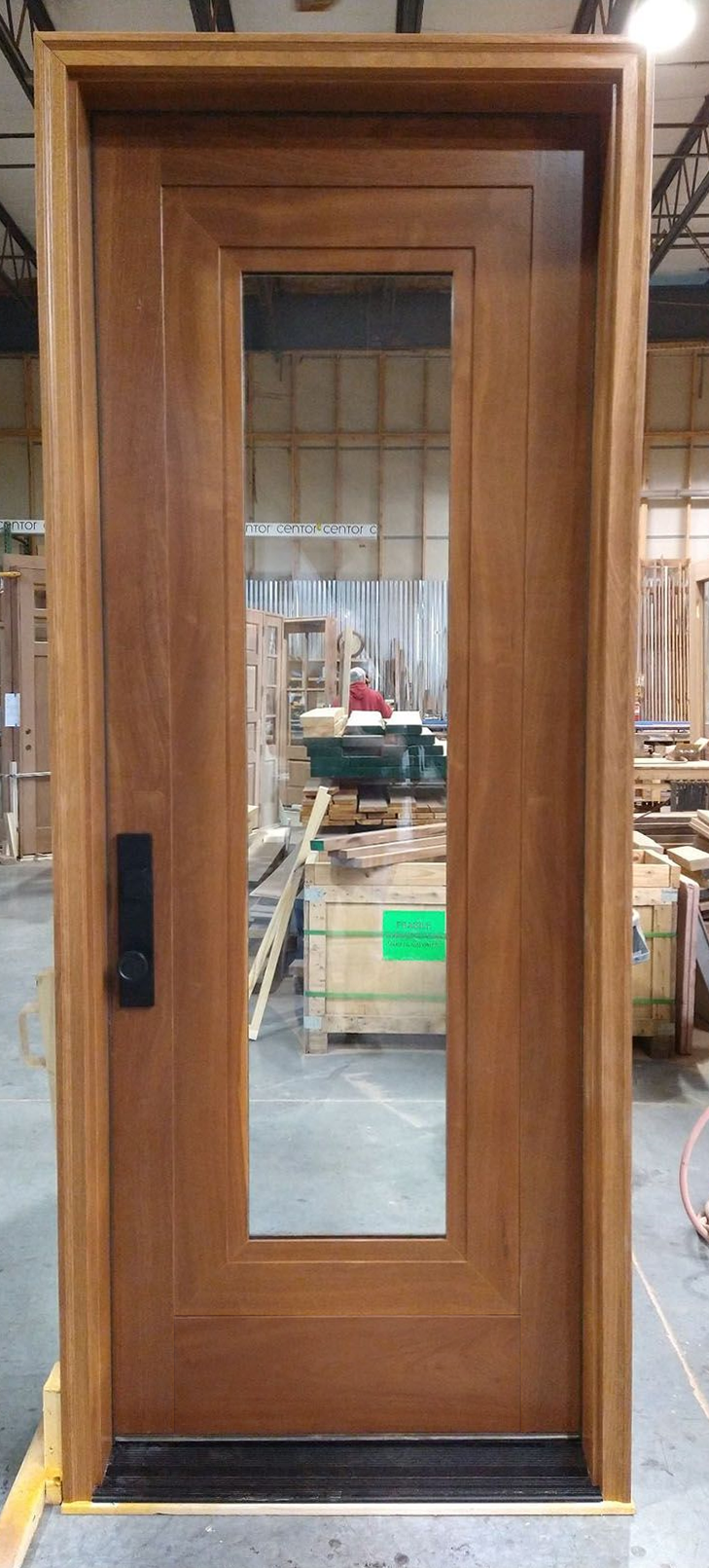 Mahogany door with Stepped trim inlays Honey finish
