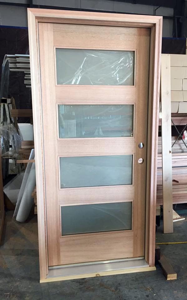Modern 4 lite mahogany door