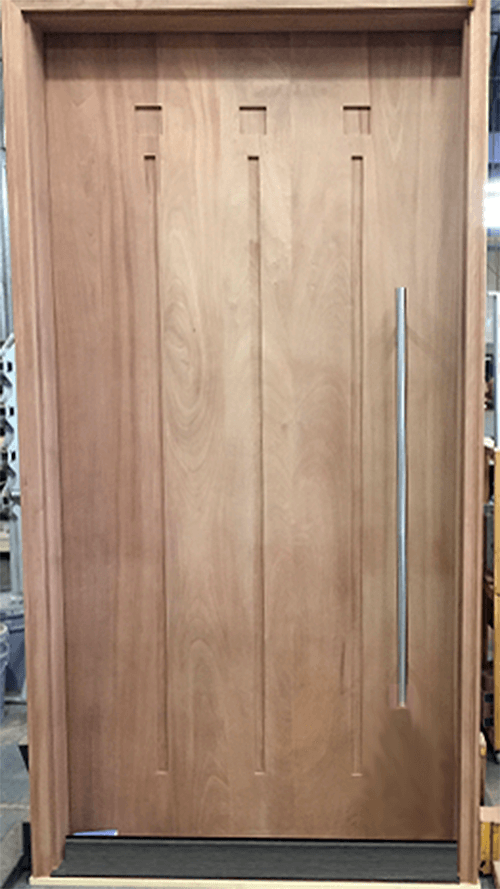 Custom designed modern flush mahagany entry door