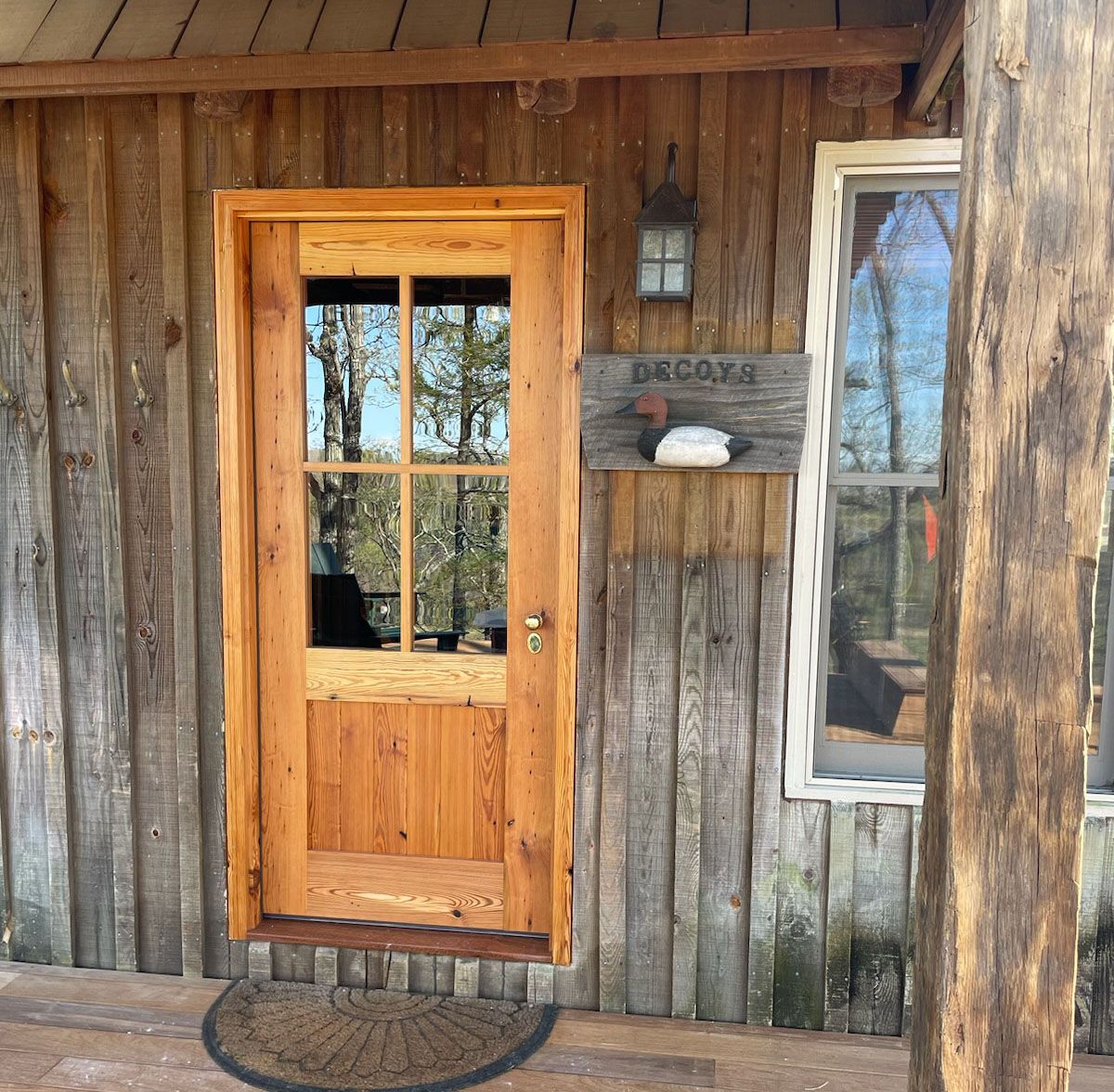 Reclaimed heart pine rustic door for rustic hunting cabin