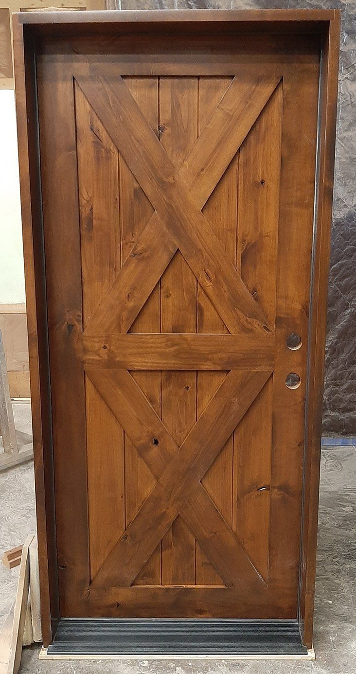 2 panel knotty alder door with cross bucks