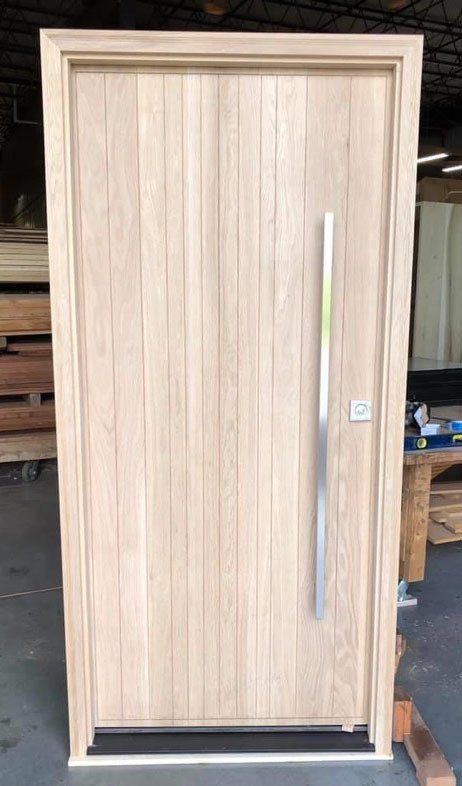 Modern white oak entry door unfinished