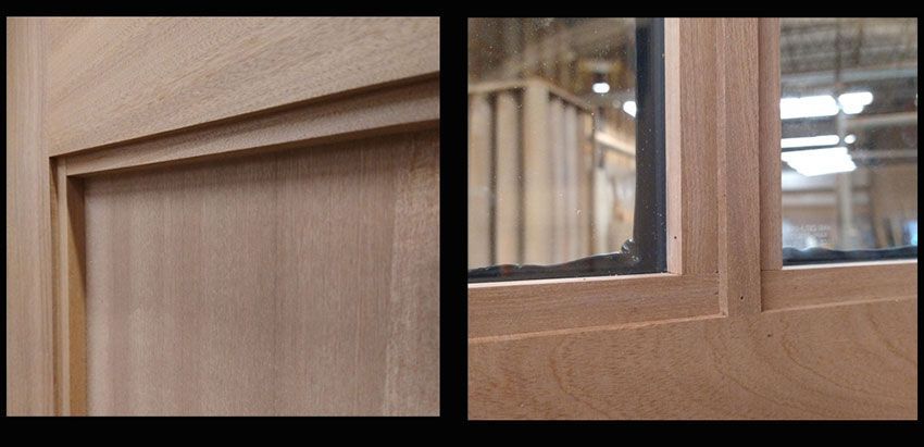 A close up of a wooden door and a window