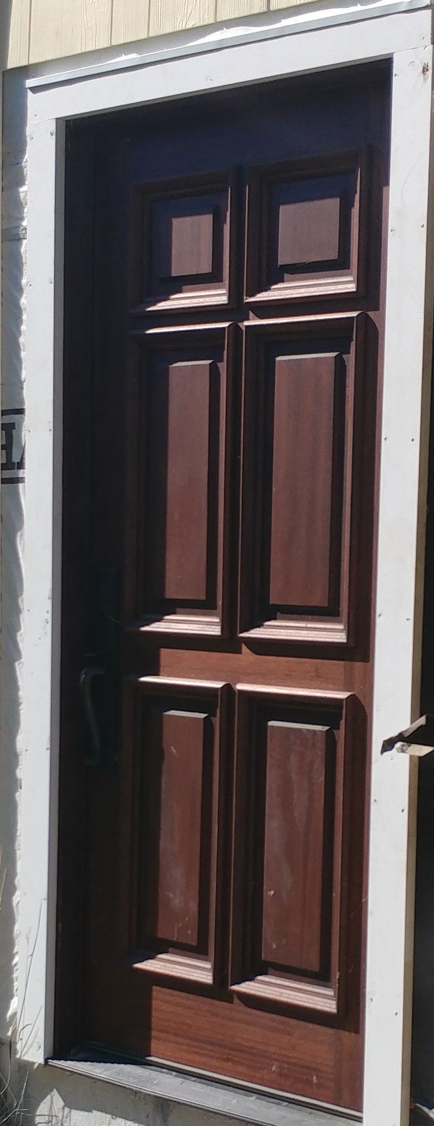 6 panel exterior door made from solid Cherry wood