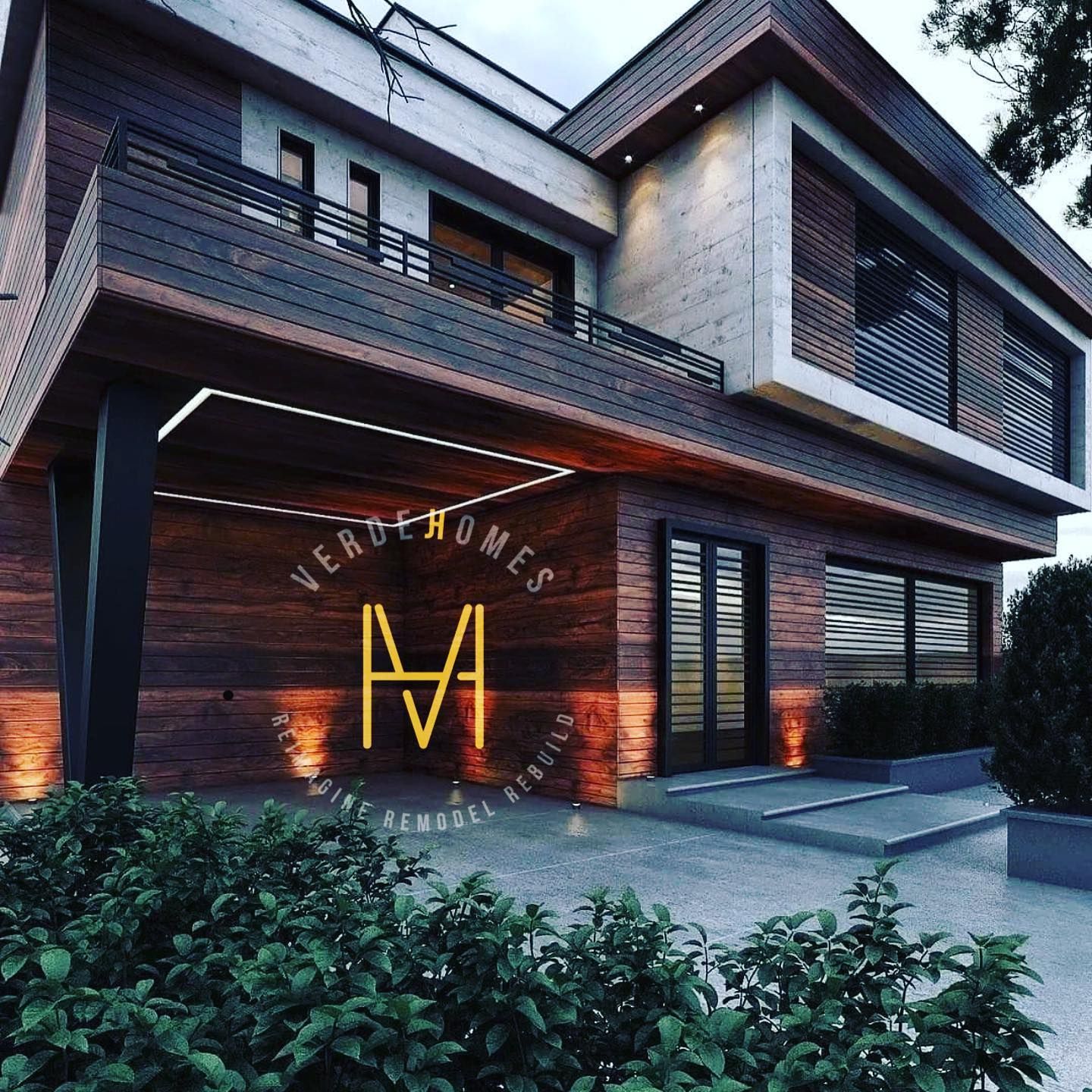 A large house with the letter m on it