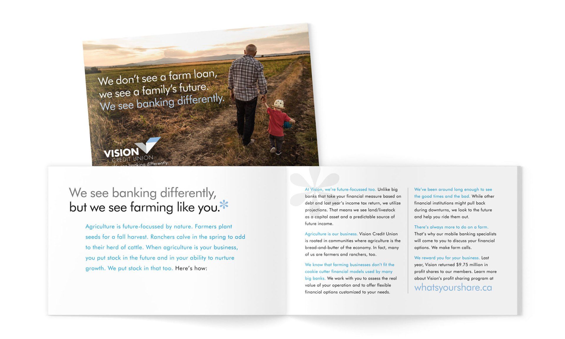 DIRECT MAIL PIECES AND CAMPAIGN PRODUCED BY IVY DESIGN INC FOR VISION CREDIT UNION