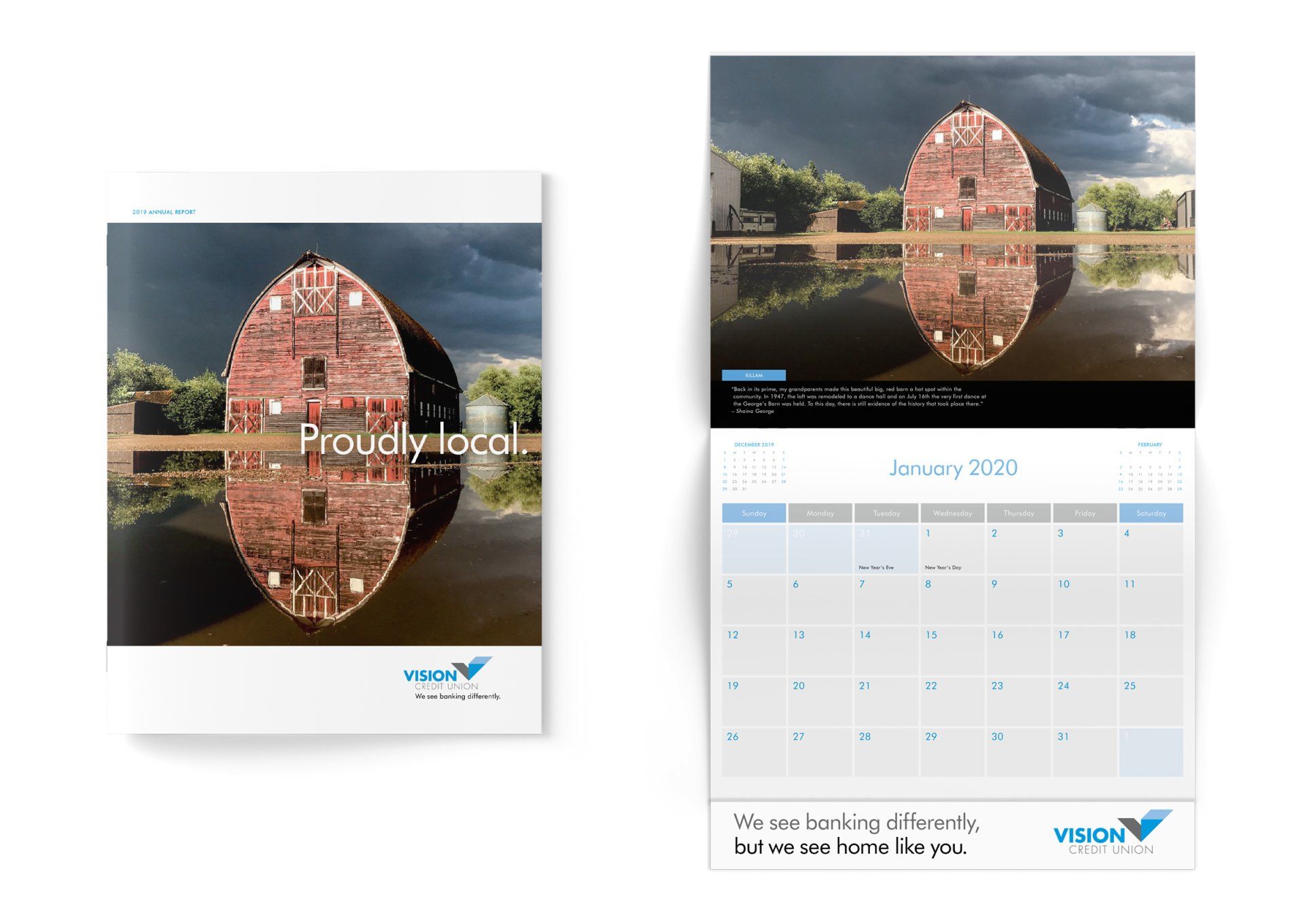 ANNUAL REPORT AND SPECIAL EDITION WALL CALENDAR FOR VISION CREDIT UNION DESIGNED BY IVY DESIGN INC