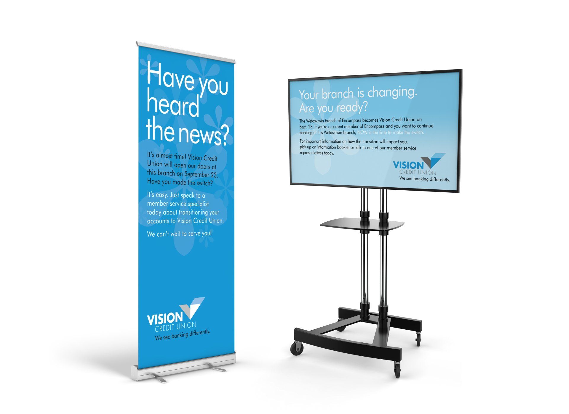 IN-BRANCH ADVERTISING AND SIGNAGE FOR VISION CREDIT UNION BY IVY DESIGN INC