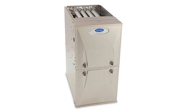 Beige metal HVAC air handler unit with vents on top