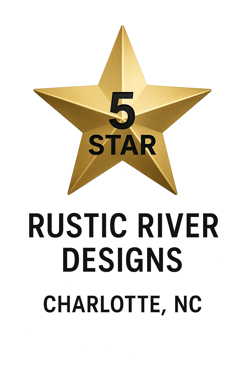 Gold star logo for Rustic River Designs, Charlotte, NC. 