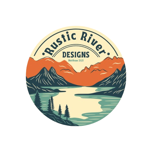 Logo of Rustic River Designs, specializing in live edge furniture and personalized gifts