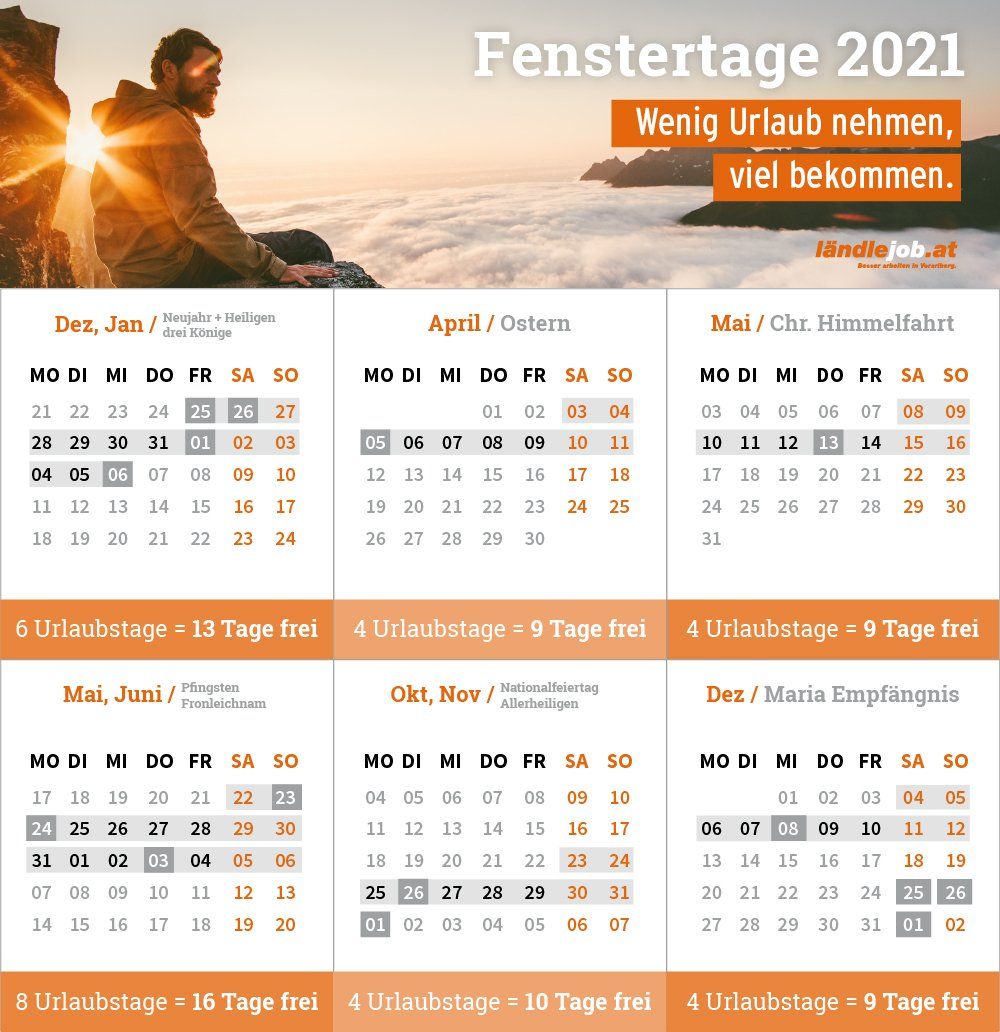 Urlaubskalender mit Fenstertagen 2021
