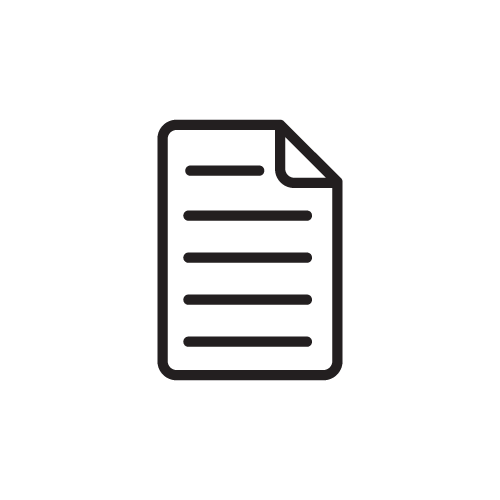 Icon eines Dokuments mit schwarzer Umrandung und Linien auf weißem Hintergrund
