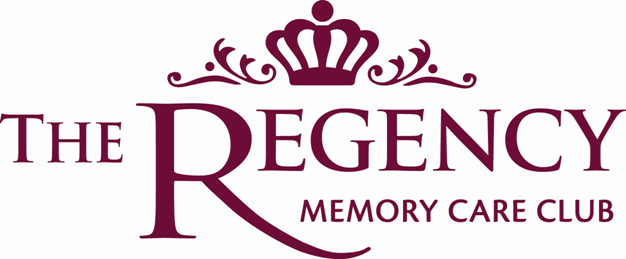 The Regency Memory Care Club logo, featuring a maroon crown above the text in a serif font.