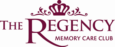 The Regency Memory Care Club logo, featuring a maroon crown above the text in a serif font.