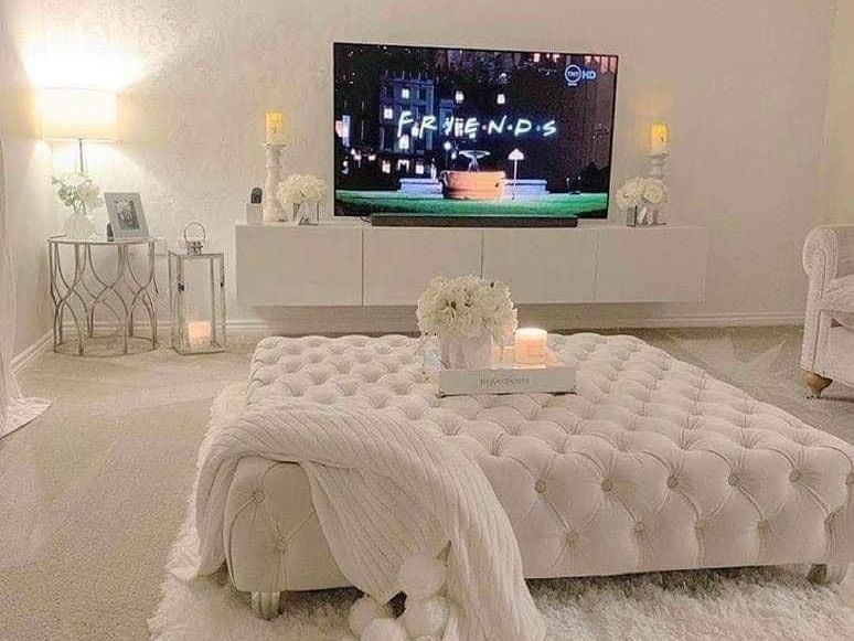 decorated room with tv