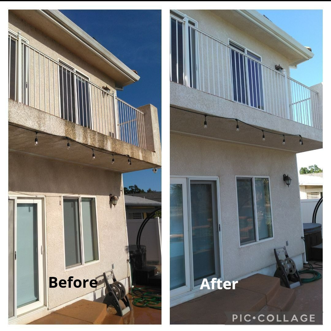 A house with a window and a bush in front of it.