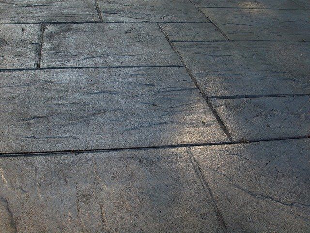 Stamped concrete enhances the patio of a Titletown home.