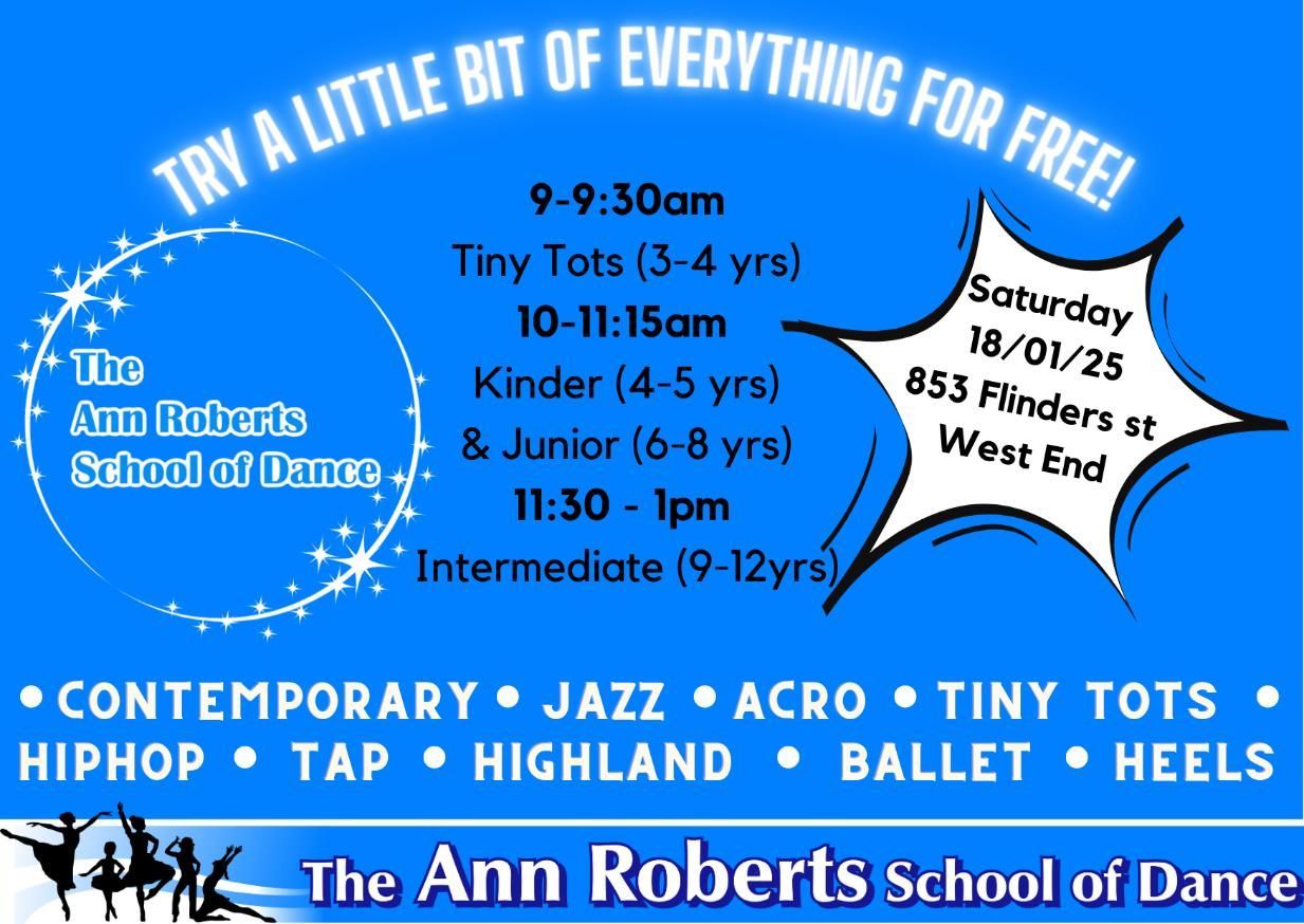 An Advertisement For The Ann Roberts School Of Dance — Dance Classes In Townsville