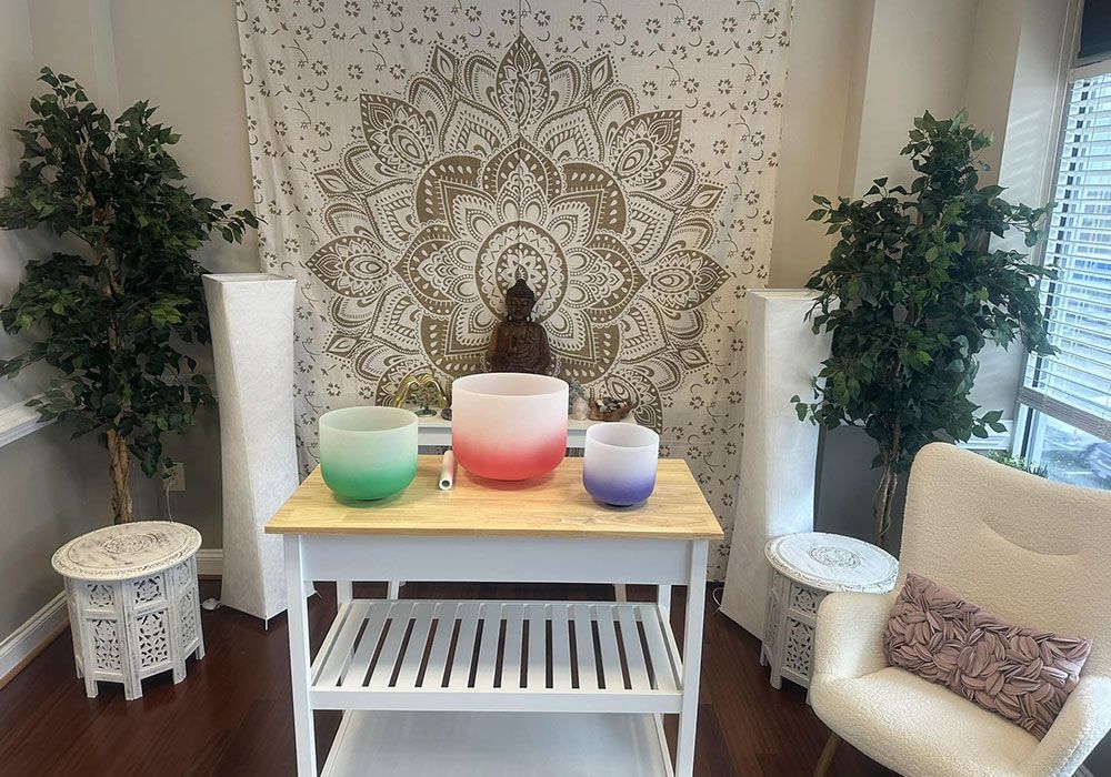 different colored singing bowls