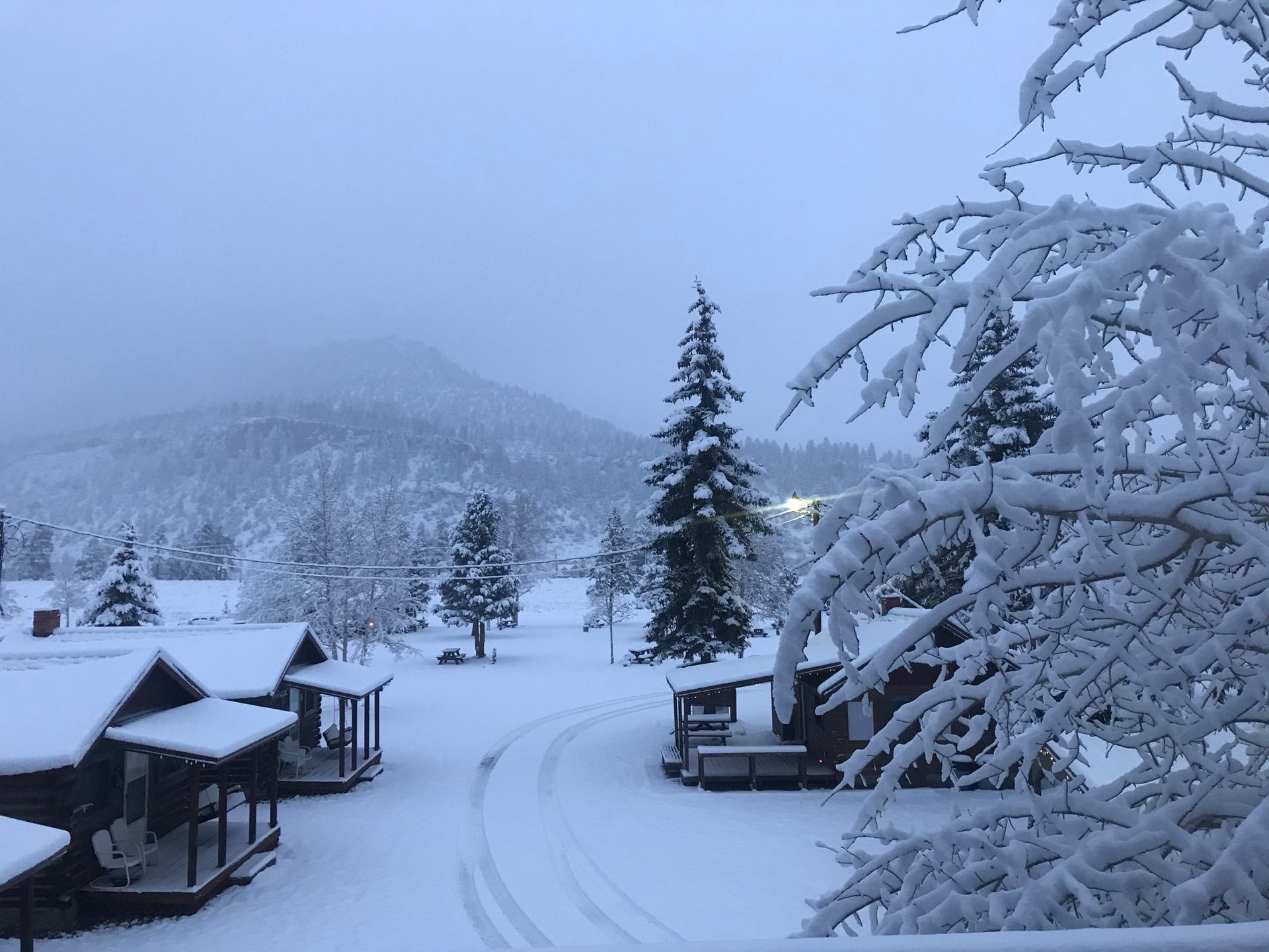 snow covered campground