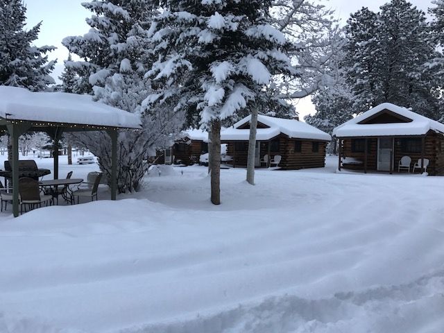 cabins in the snow