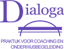 Een paars logo met daarop de tekst 'dialoga'