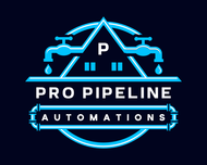 Blue logo for Pro Pipeline Automations: a stylized plumbing design with a 