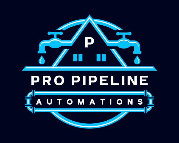 Blue logo for Pro Pipeline Automations. Features a triangle, pipes, and text on a dark background.