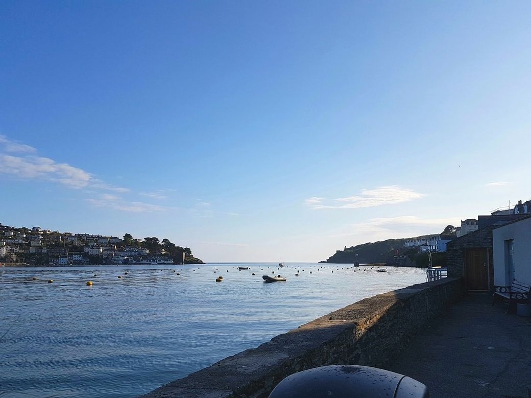 A fine day looking down Fowey estuary under a blue sky