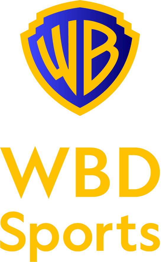 A blue and yellow logo for wbd sports