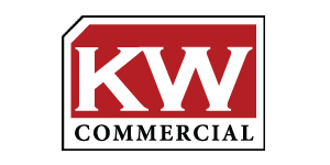 Logo of KW Commercial: red rectangle with