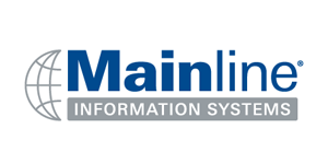 Mainline Information Systems logo with blue text and a globe icon.