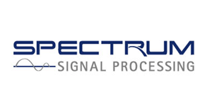 Logo for Spectrum Signal Processing in dark blue and gray, with a curved line design.