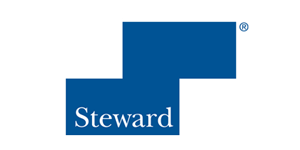 Blue logo of the company