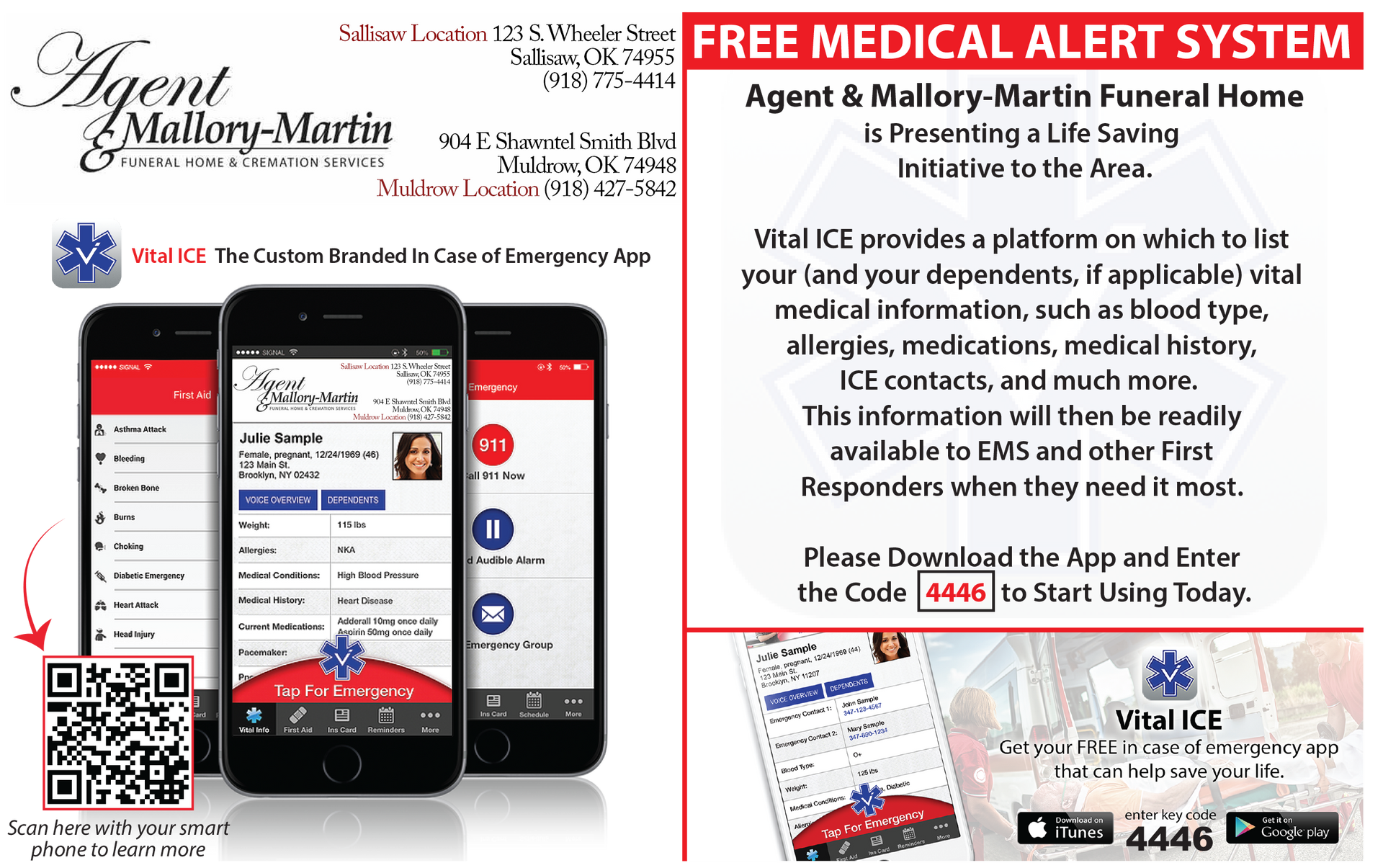 A poster for a free medical alert system.