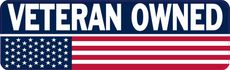 Veteran Owned badge with American flag - Rainey Landscape Group
