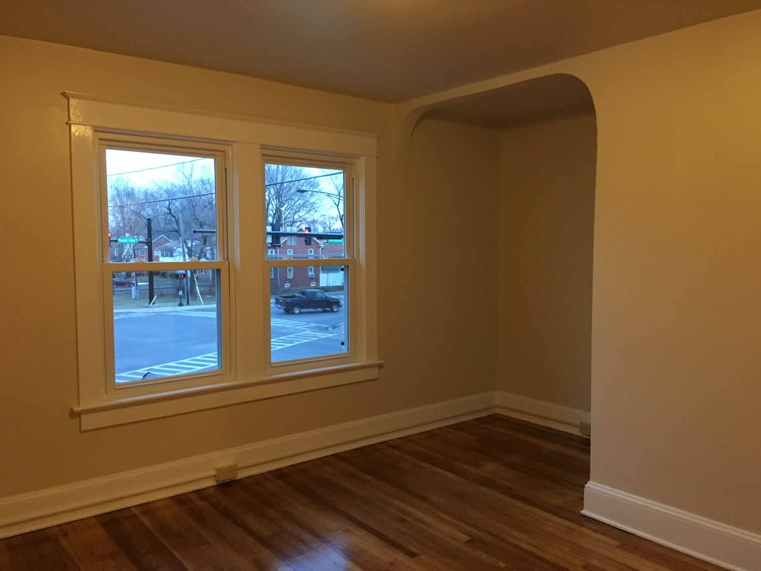 Room with hardwood flooring