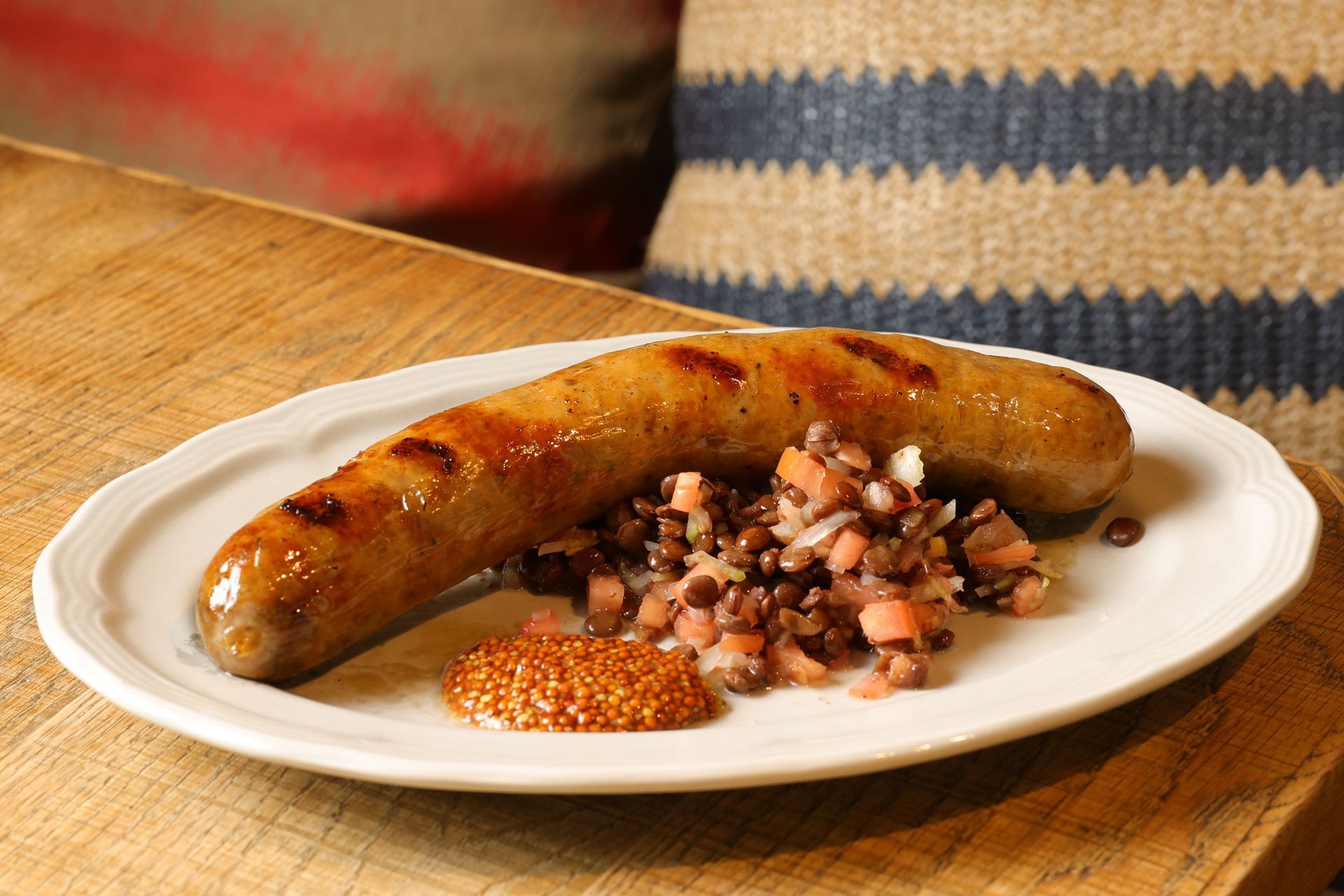 Grilled Italian Sausage with Lentil Bean Salad