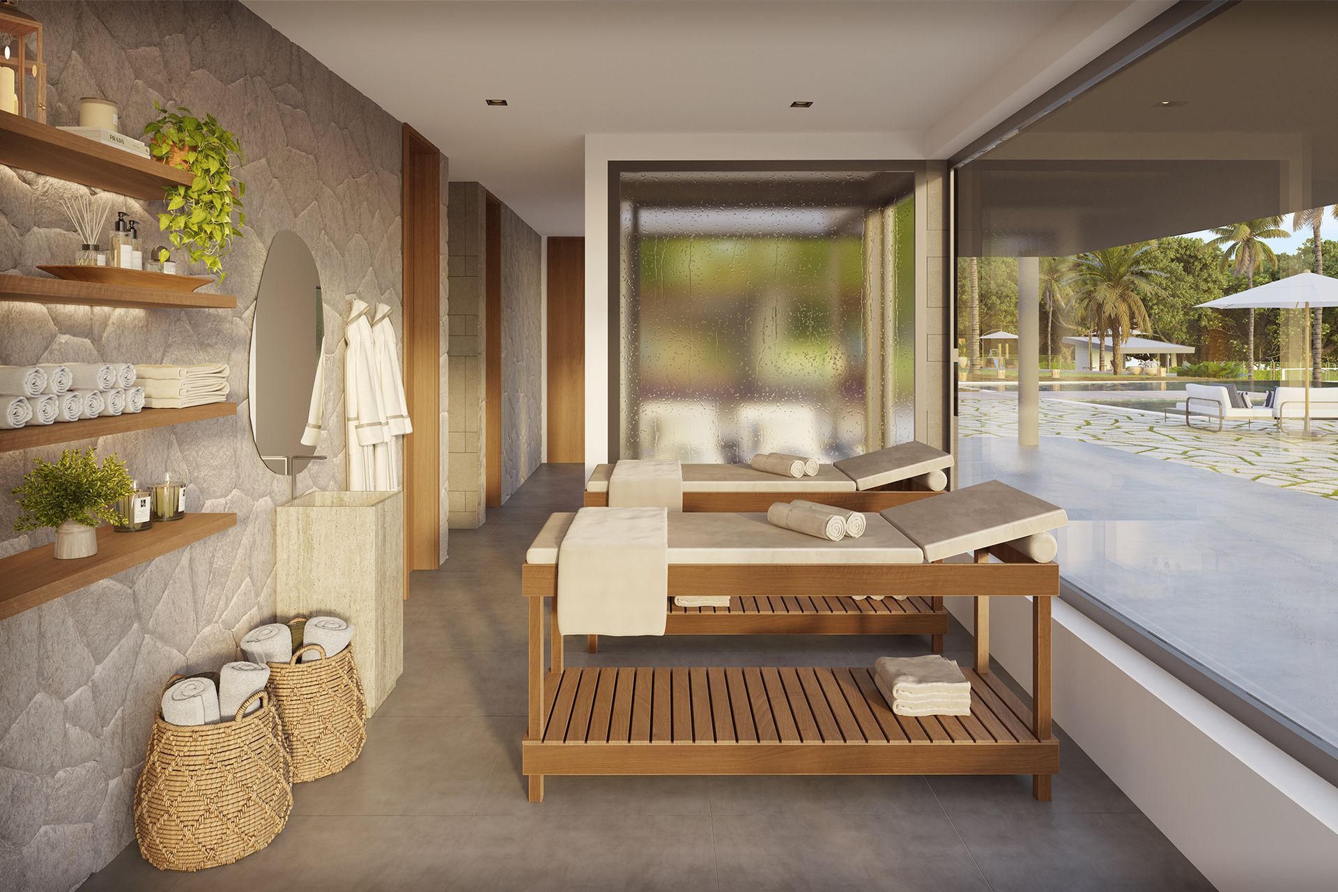 sauna e spa de um condomínio fechado na represa 