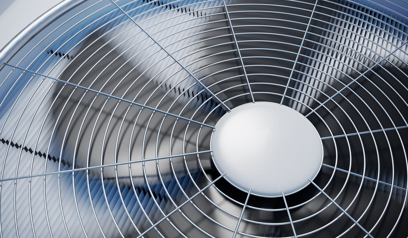 A close up of a fan with a white center