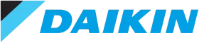 The daikin logo is blue and black on a white background.